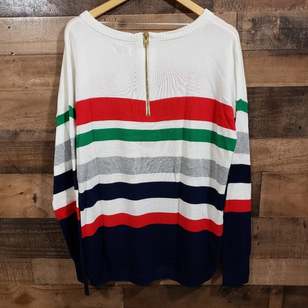 Crown & Ivy NWT striped with exposed back zip sweater woman's size XXL - Picture 2 of 11